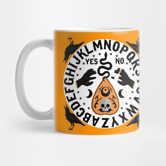 Orange And Black Modern Ouija Board With Ravens by LittleBunnySunshine